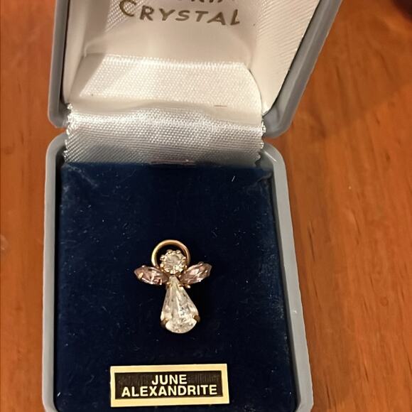 Guardian Angel Crystal Birthstone June Alexandrite Lapel Pin Austrian - Picture 2 of 2